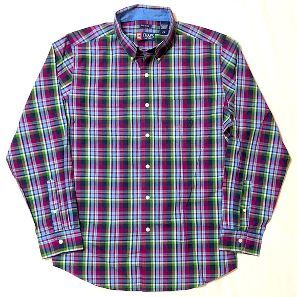 NWT- Chaps Men’s L/S Plaid Collared Button Down- L - Picture 1 of 11